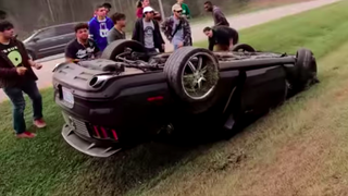 Another Ford Mustang Crashes Peeling Out Of A Cars And Coffee And It's Not Pretty